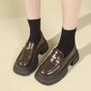 New uniform small leather shoes for women's autumn new thick heel single shoes heightened thick sole one pedal for women