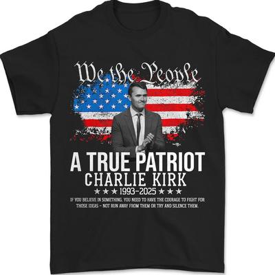 T-shirt Charlie Kirk, Vrai Patriote 1993-2025 Rip Mémorial Drapeau Américain