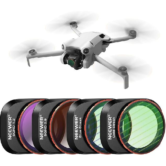 NEEWER ND & CPL Filter Set Compatible with DJI Mini 4 Pro, 4 Pack ND16 ND64 ND256 CPL Polarizer and Neutral Density Filters Drone Lens Accessories,