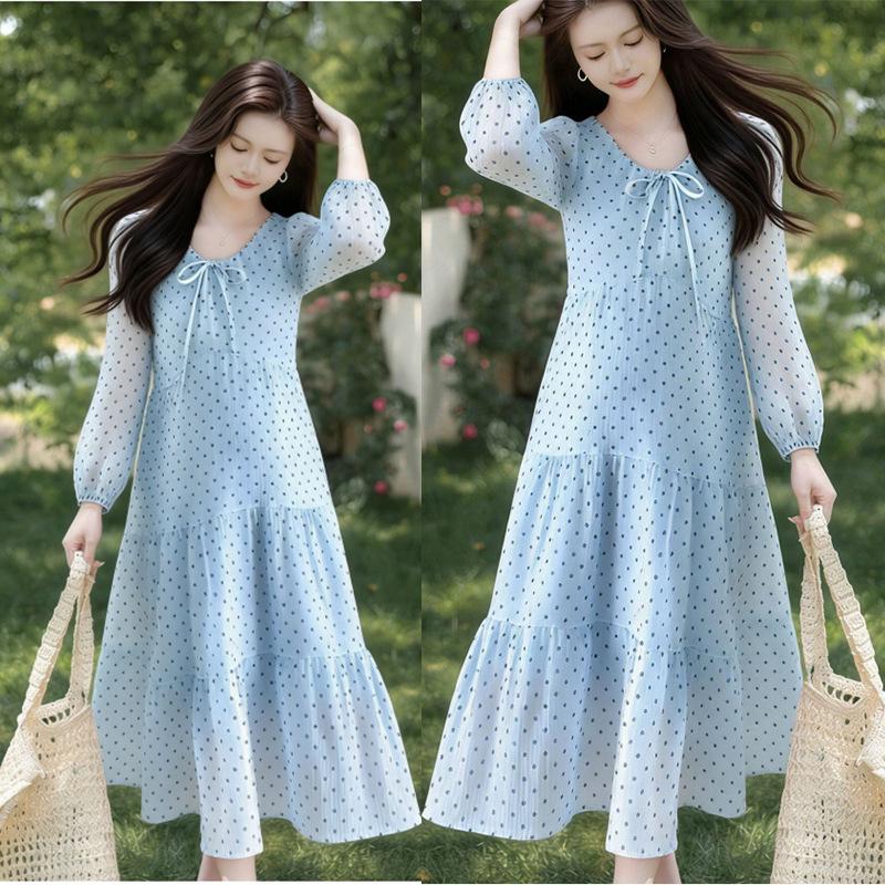 2026 Spring Floral French Elegant Mid-Length Maternity Dress Medium