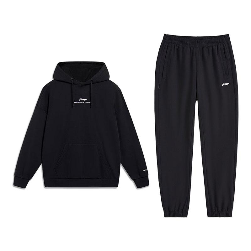 

Li-Ning Универсальный комплект с капюшоном, с длинным рукавом, удобные спортивные штаны и худи, унисекс AWDUC41-1+AYKV829-1 M