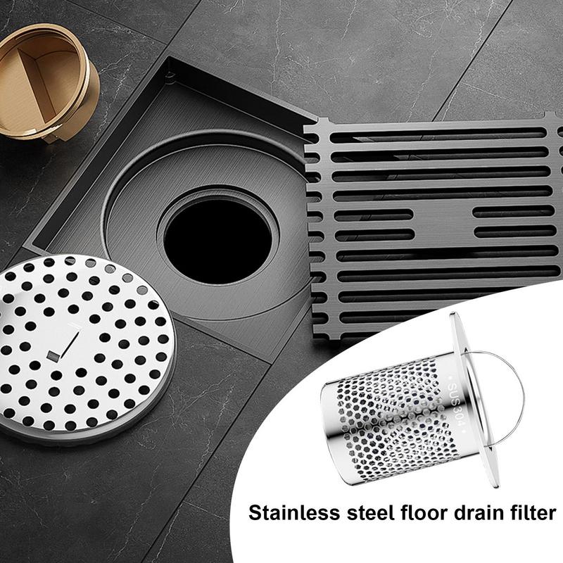 Sink Drain Strainer Stainless Steel Rustproof Fine Mesh Drain Catcher Strainer Basket With Handle Embedded Multifunctional Sink