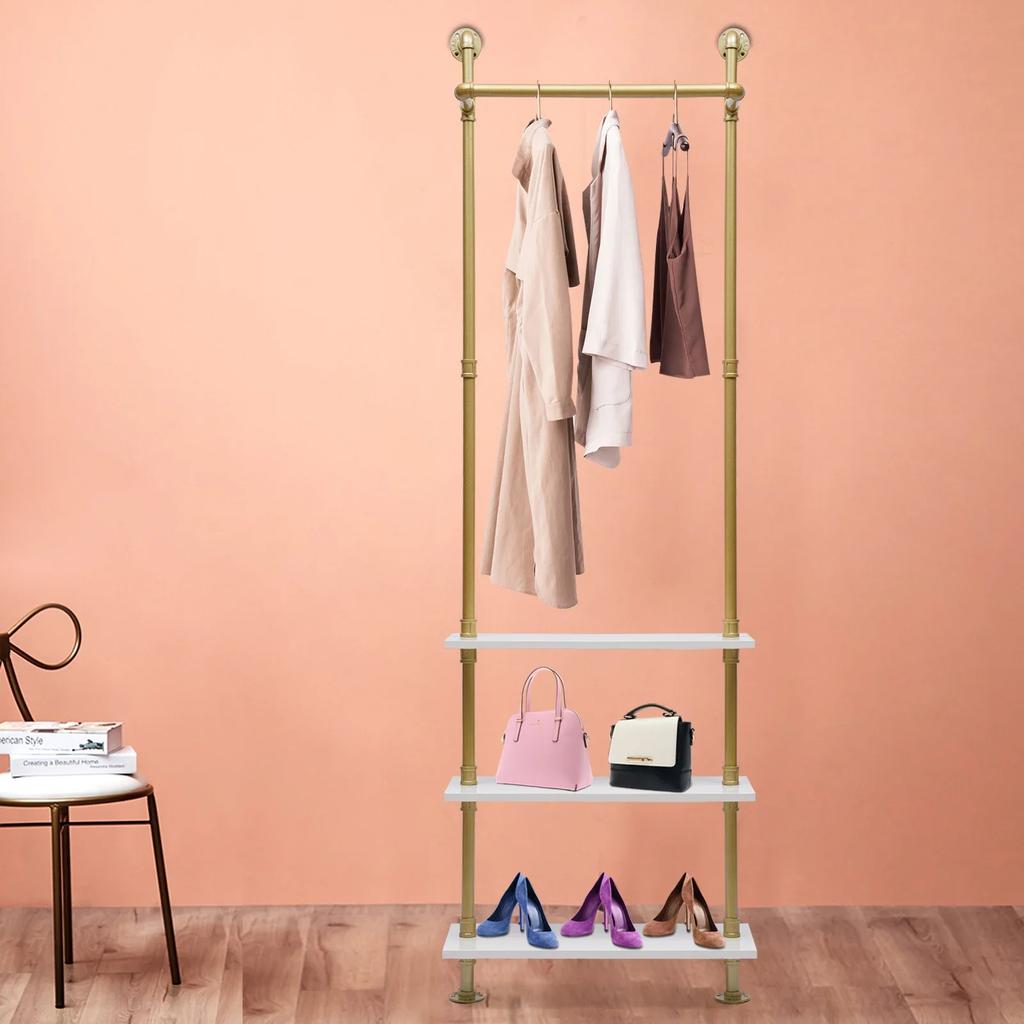 Bymaocar Industrial Retro Style Clothing Display Rack,Clothing Storage Utensils,Home Decor for Bedrooms,Laundry Rooms,Balconies