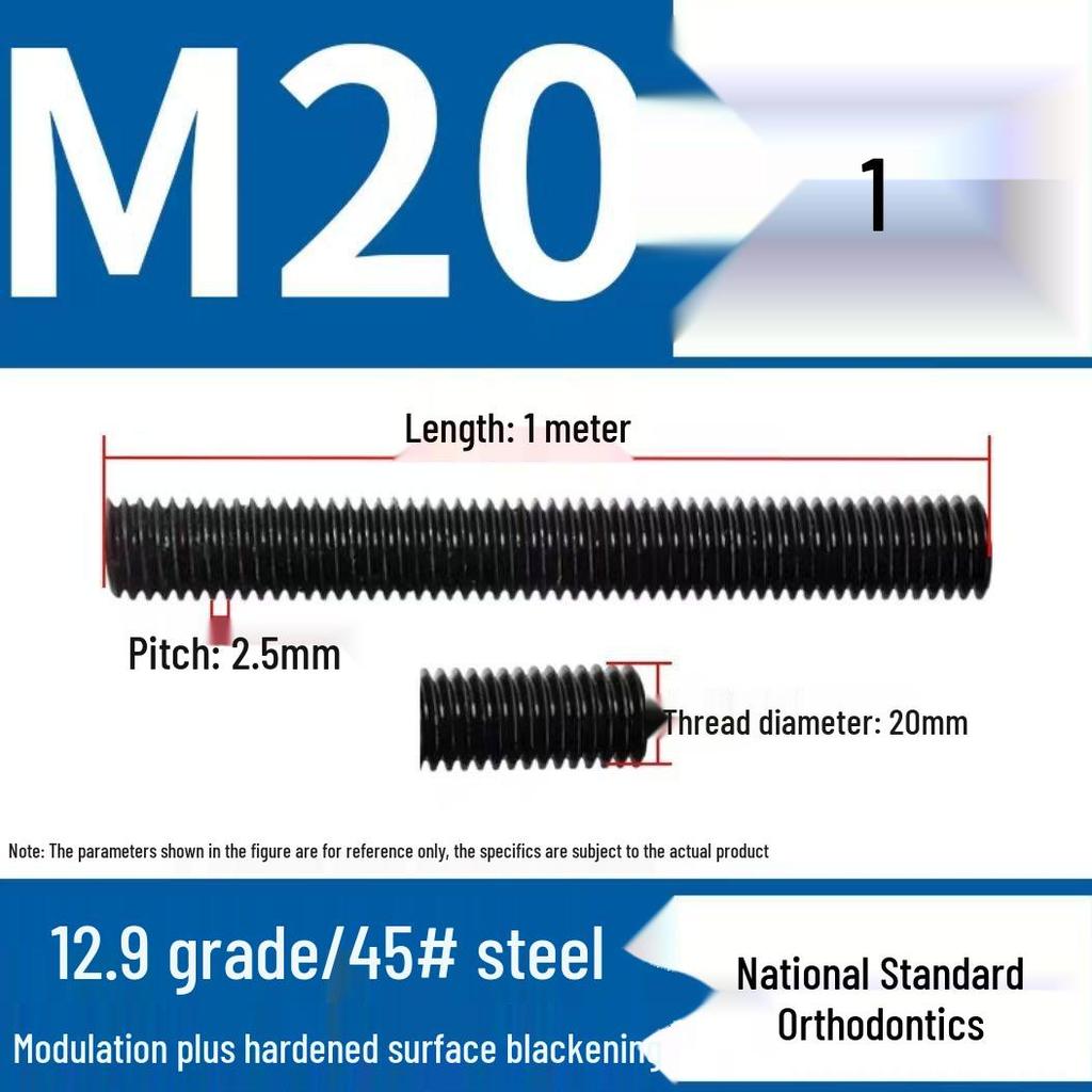 High-Strength Full Thread Lead Screw, 10.9 & 12.9 Grade, M8, National Standard