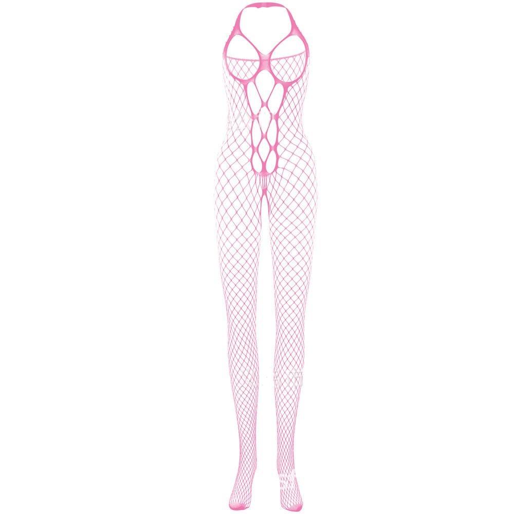 Womens Sexy Halter Fishnet One-piece Stocking Suspender Sleeveless Bodystocking Lingerie Body Suits Plus Size