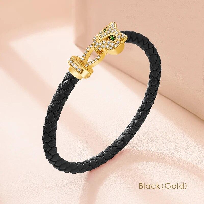 Bracciale in Corda Lavorata a Maglia con Fibbia a Ferro di Cavallo per Donna, Set con Squisiti e alla Moda Gioielli Zirconi Regalo