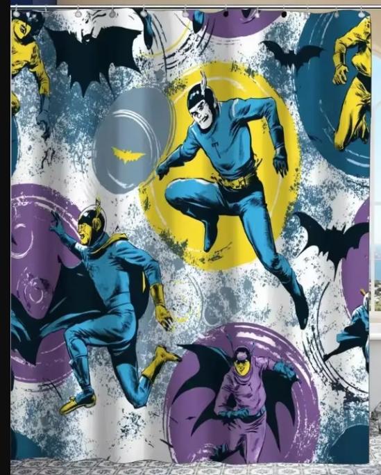 

1pc Superhero Theme Party Bathroom Shower Curtain, Hero Day Design with 12 Hooks, 70.87x70.87inch Home Decor, Bathroom Decor, 90x180cm зелёный