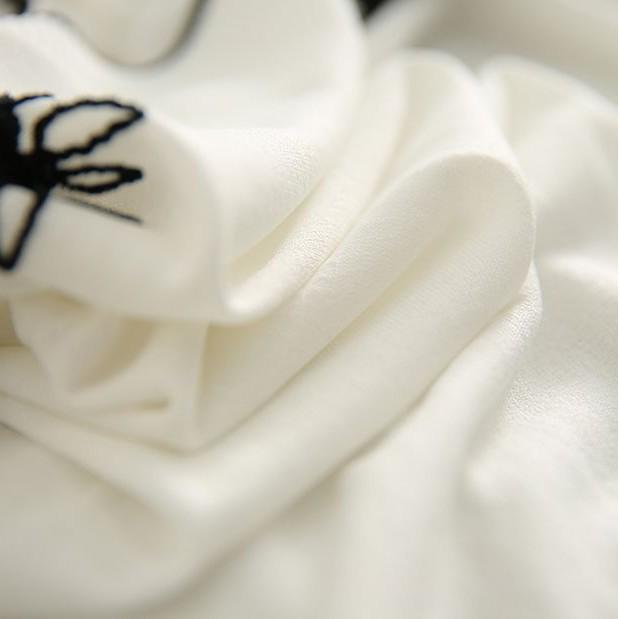 Luxury Women's Ice Silk Knitted Tops with Embroidery Detailing