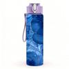 1PC Deep Blue Alcohol Ink Pattern 750ml Color Plastic Sports Water Bottle Leakproof Flip Straw Lid Suitable for Sports Office Home Use