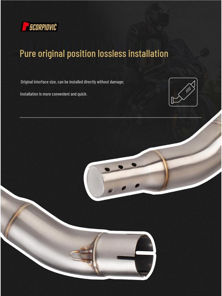 CFMOTO NK400/NK650 Stainless Steel Silencer Exhaust Pipe with Backpressure Drum.