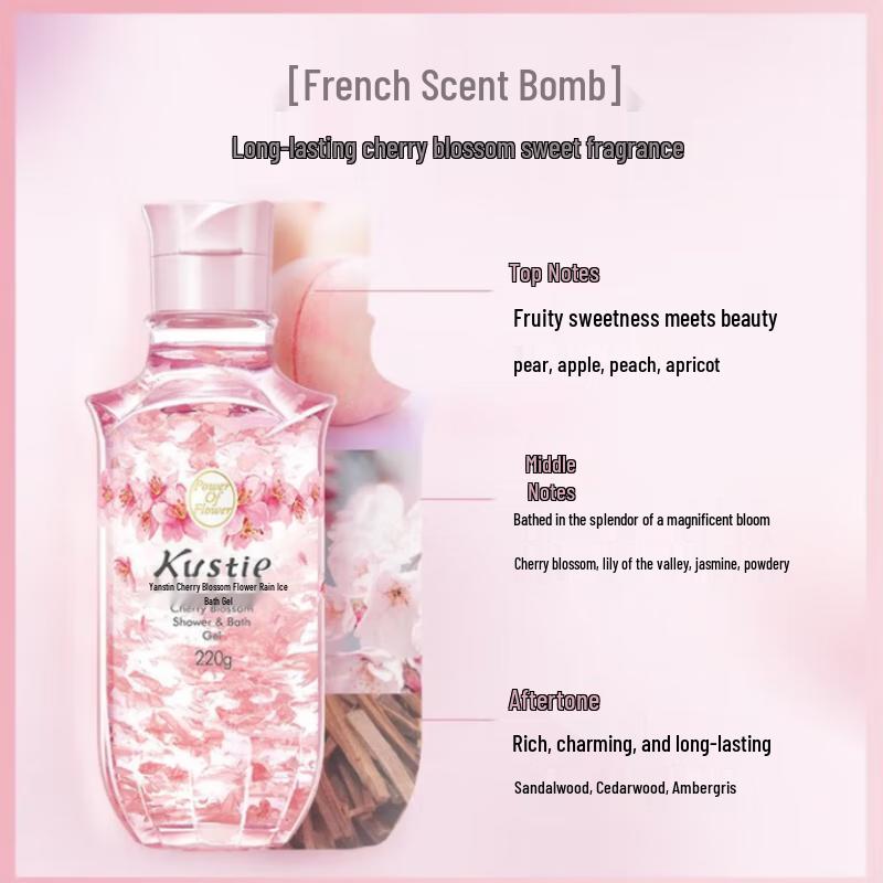 Kustie Cherry Blossom, Rose & Jasmine Fragrant Body Wash Travel Set