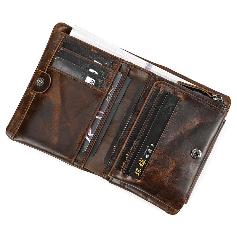 Genuine Cowhide Men Wallet Trifold Short Wallet with Coin Pocket Multi Card Slots Real Leather Coin Purse for Men Daily Use