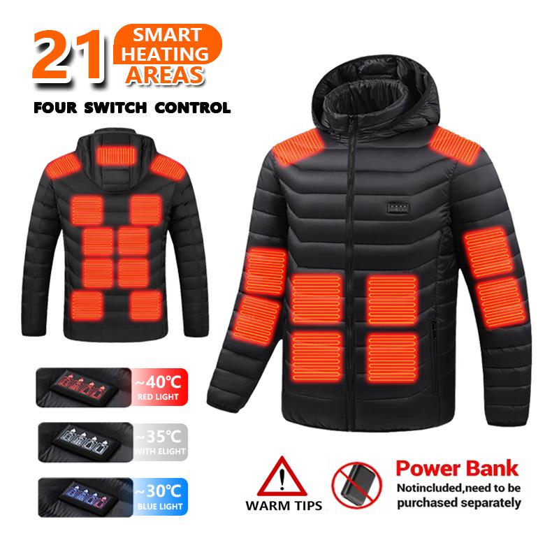 USB Heated Cotton Coat with Four-Zone Heating for Autumn and Winter