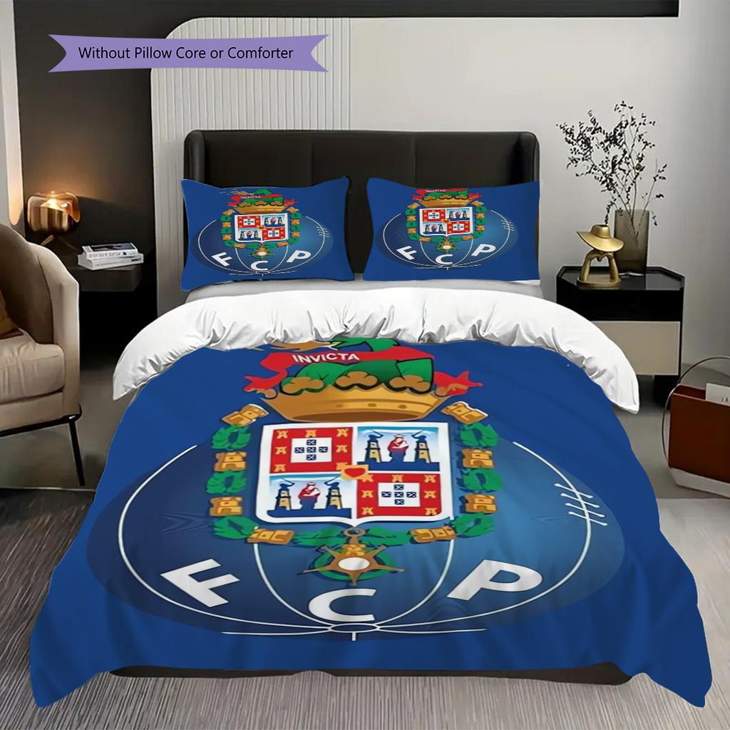 Porto Football Club Emblem Bedding (1 * duvet cover + 2 * pillowcase, without core) 2D Flat Christmas birthday gift Duvet cover and pillowcase