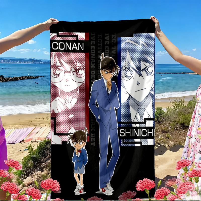 Detective Conan Print Beach Towel, Versatile Lightweight Absorbent Beach Towel for Pool Surf Yoga Bathroom, Perfect Birthday Holiday Gift