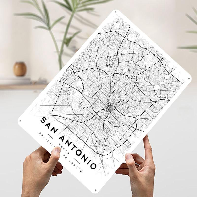 San Antonio Interior Wall Decoration Gaming Desk Decor Bar Accessories Home Decorations Vintage Metal Plate Art of Murals House