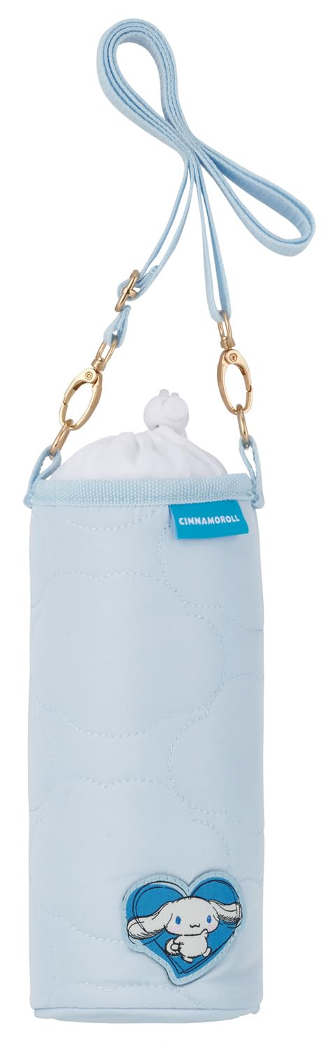 Skater Bottle Insulated Bottle Quilted Drawstring with Shoulder Sanrio Cinnamoroll Drawing Case, Cover, Fabric, Type, Strap, KBBK7-A
