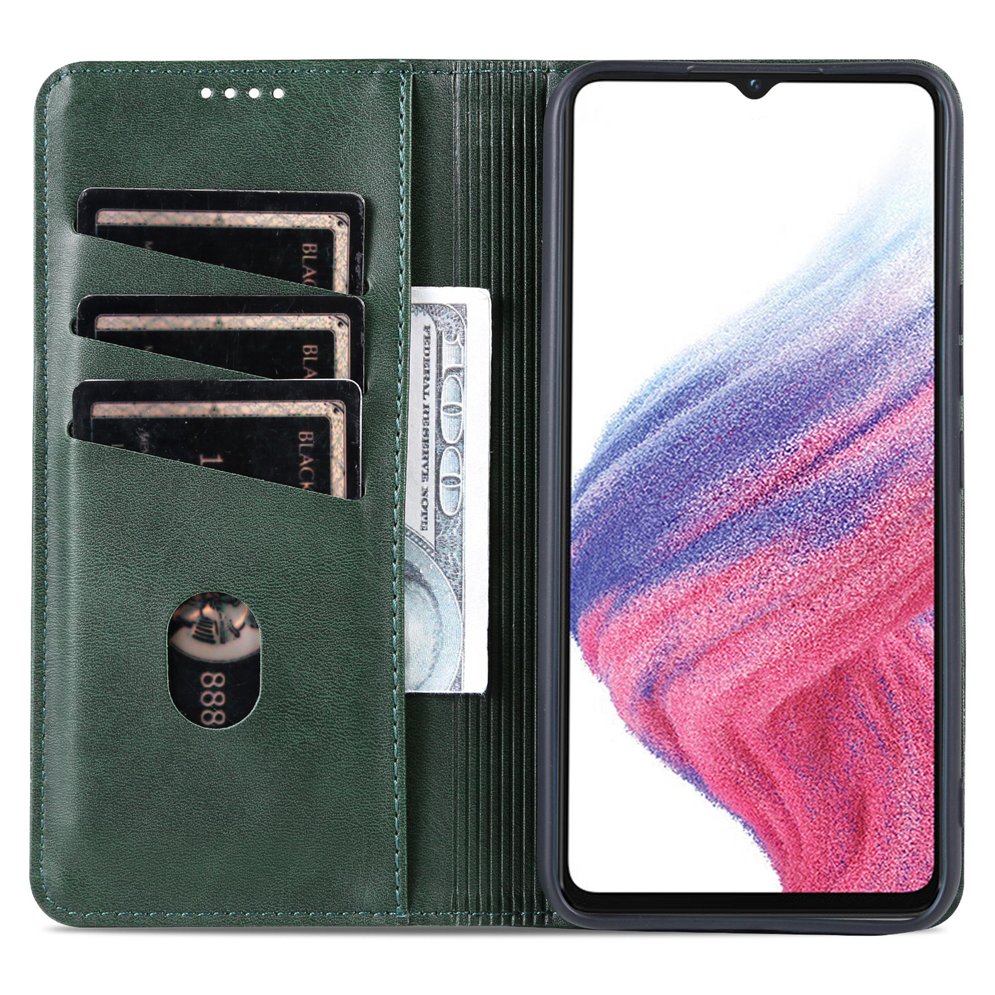 

AZNS For Samsung Galaxy A05 4G Case Magnetic Auto Closing Phone Wallet Cover Green