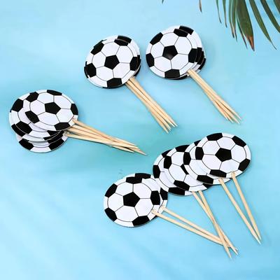 24 st/set Fotboll Cupcake Toppers - Dekorationer för Sporttema Fest för Babyshower, Bröllop & Födelsedagar