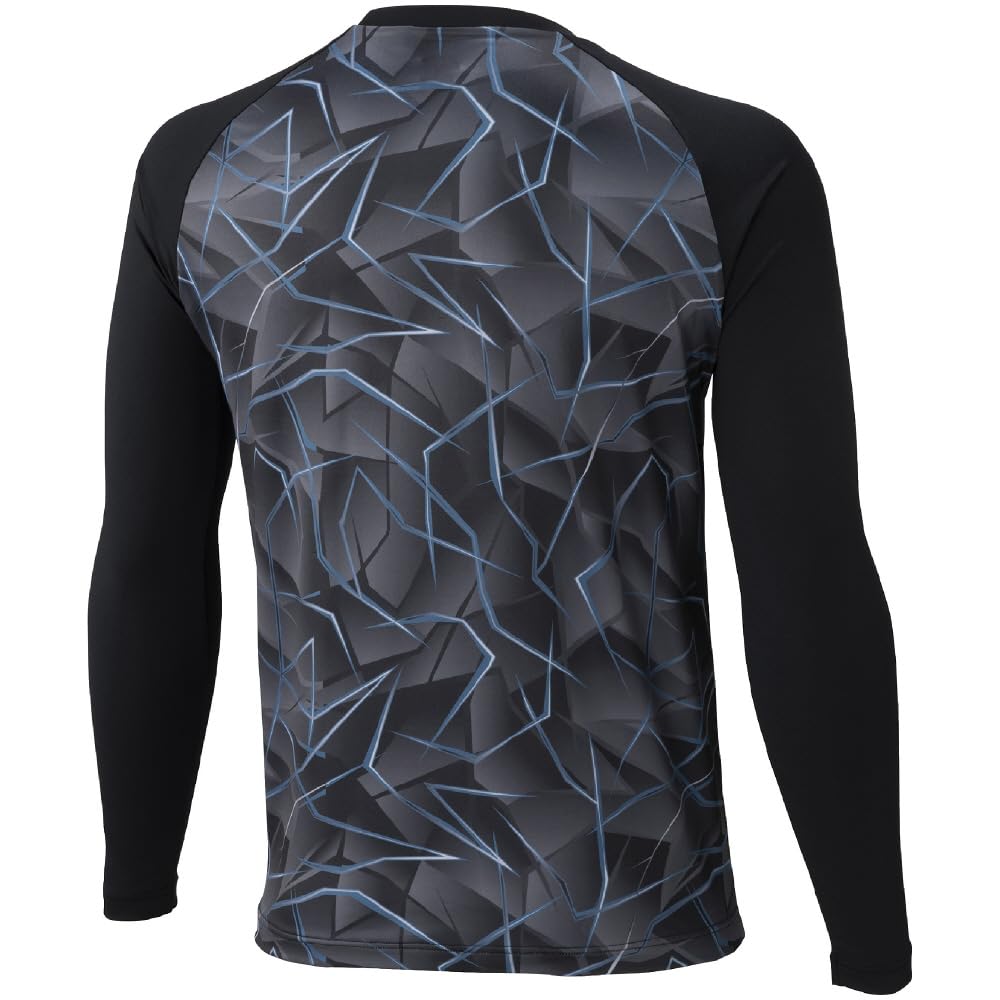 MIZUNO Global Elite Graphic Undershirt Long for Baseball and Size Black (Low Neck, Sleeve) Softball, 12JADP88, L,