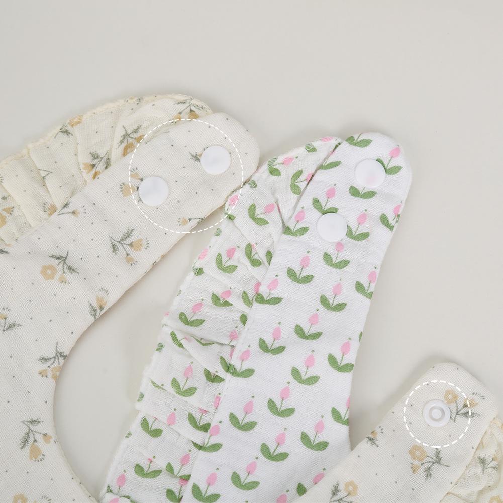 Baby Cotton Gauze Bibs With Ruffled Edge Soft Absorbent Drool Bib For Newborns Infants Toddlers Saliva Towel Burp Cloth