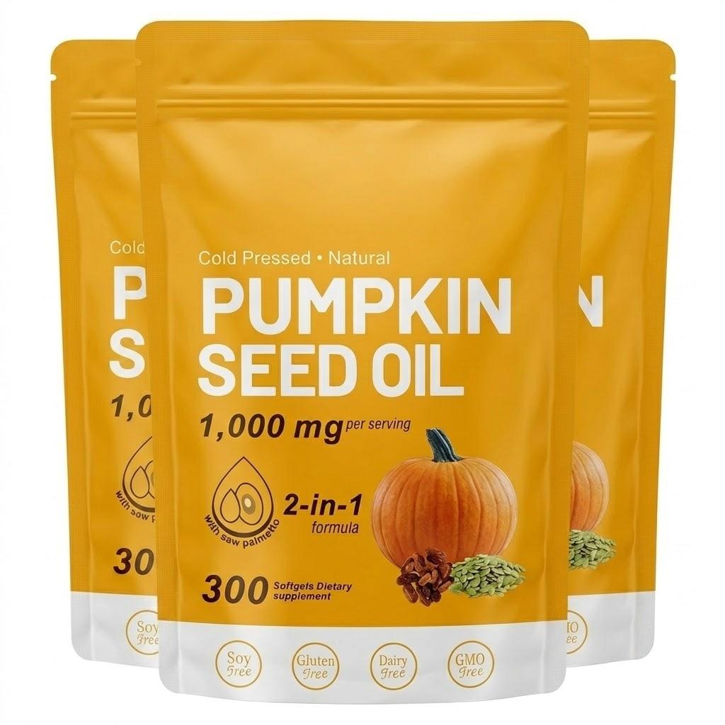 Natural pumpkin seed oil and saw palmetto softgel 1000mg high content plant esters 300 capsules