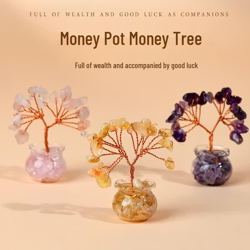 Yellow Crystal Fortune Tree Ornament Mini (5.5x2.5 cm)
