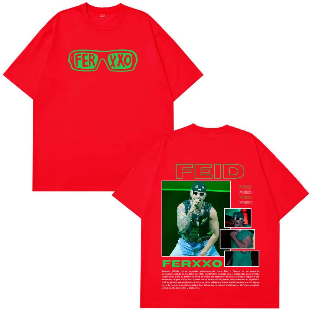 Rapper Feid Ferxxo Tour 2026 Print Tshirt Men Women Hip-hop T-shirts Short-sleeved Casual Loose Y2K Gothic Cotton Oversized T-shirts