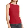 Women Wide Shoulder Padded Tank Top Round Neck Yoga Vest Ribbed Knit Undergarment Basic Layer Sleeveless Sportswear