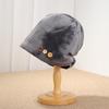 Button retro pile hat women's wasteland wind niche daily cold hat big head circumference advanced feeling bag head hat tide