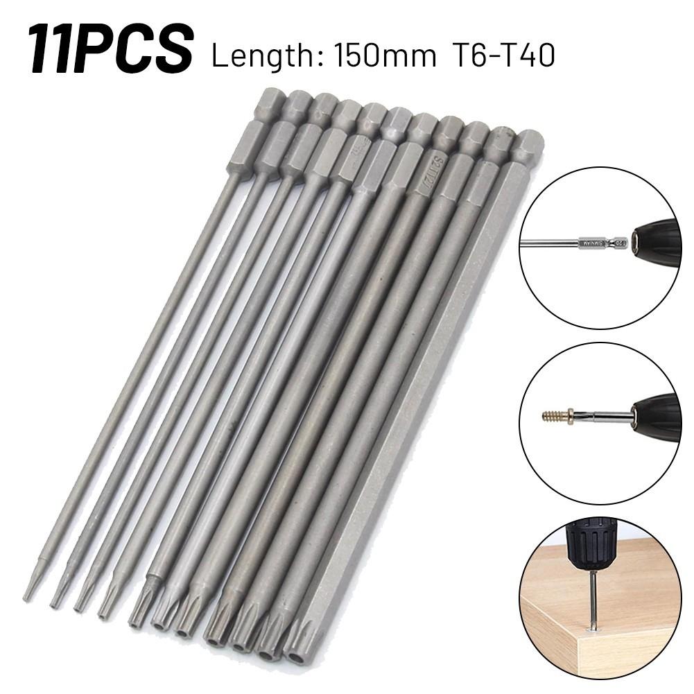 11pcs 150mm Long Magnetic Torx Screwdriver Bits Electric Screwdriver Head -T40