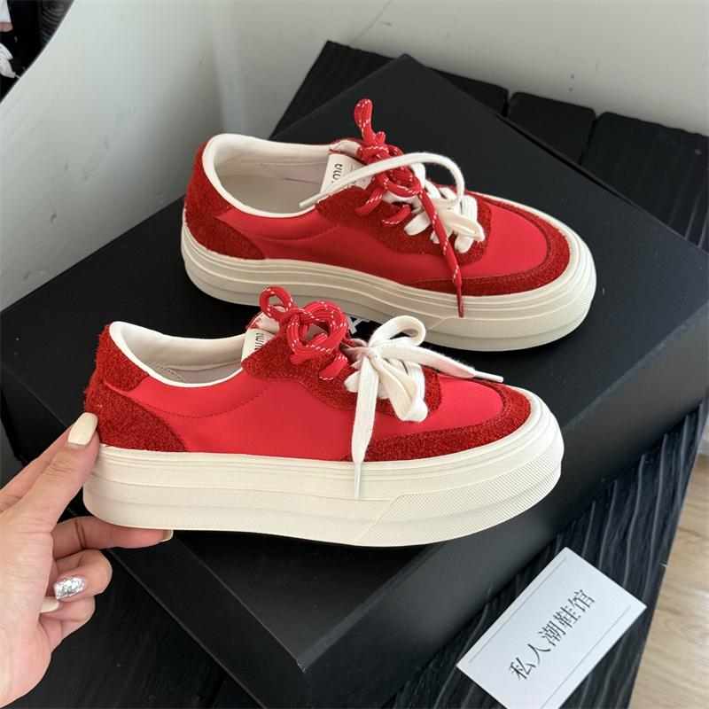 

Blue cabinet fashionable thick baseplate shoes women s 2025 new versatile casual sports shoes breathable non-slip white shoes trendy shoes 35 красный