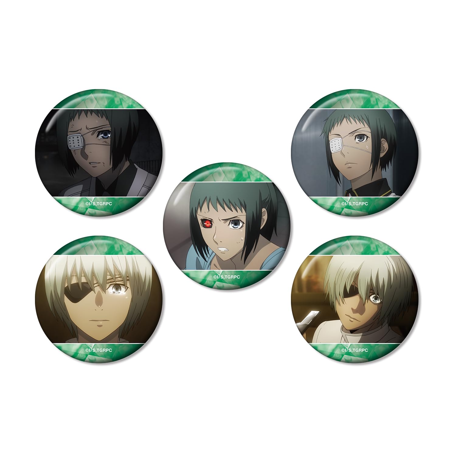 

Set of 5 Tohru Mutsuki still badges from the TV anime Ghoul Tokyo re