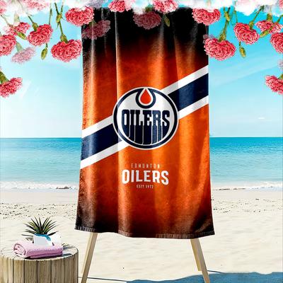 "Edmonton Oilers Logo Design Towel" Patterned Beach Towel Quick Dry Perfect for Travel Outdoor Sports Jogging the Beach and Swimming