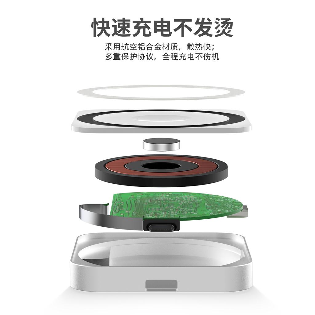 Applicable to mobile phones, Apple watches, wireless earphones, portable multi-function 11W magnetic three-in-one wireless charger