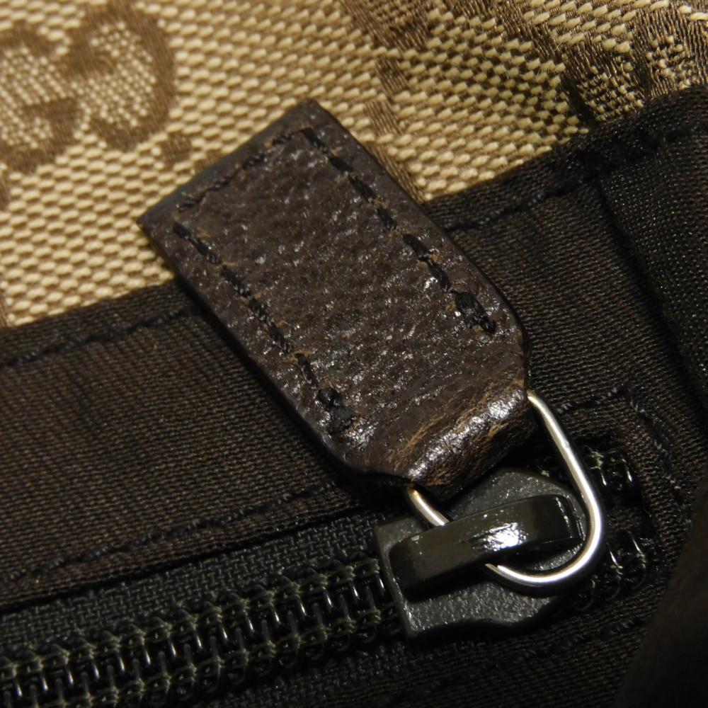 Used 9539 GG Canvas Waist Bag 146304 7929 Calfskin Brown Waist Pouch Shoulder Bag with Embossed Logo Beige Men's from