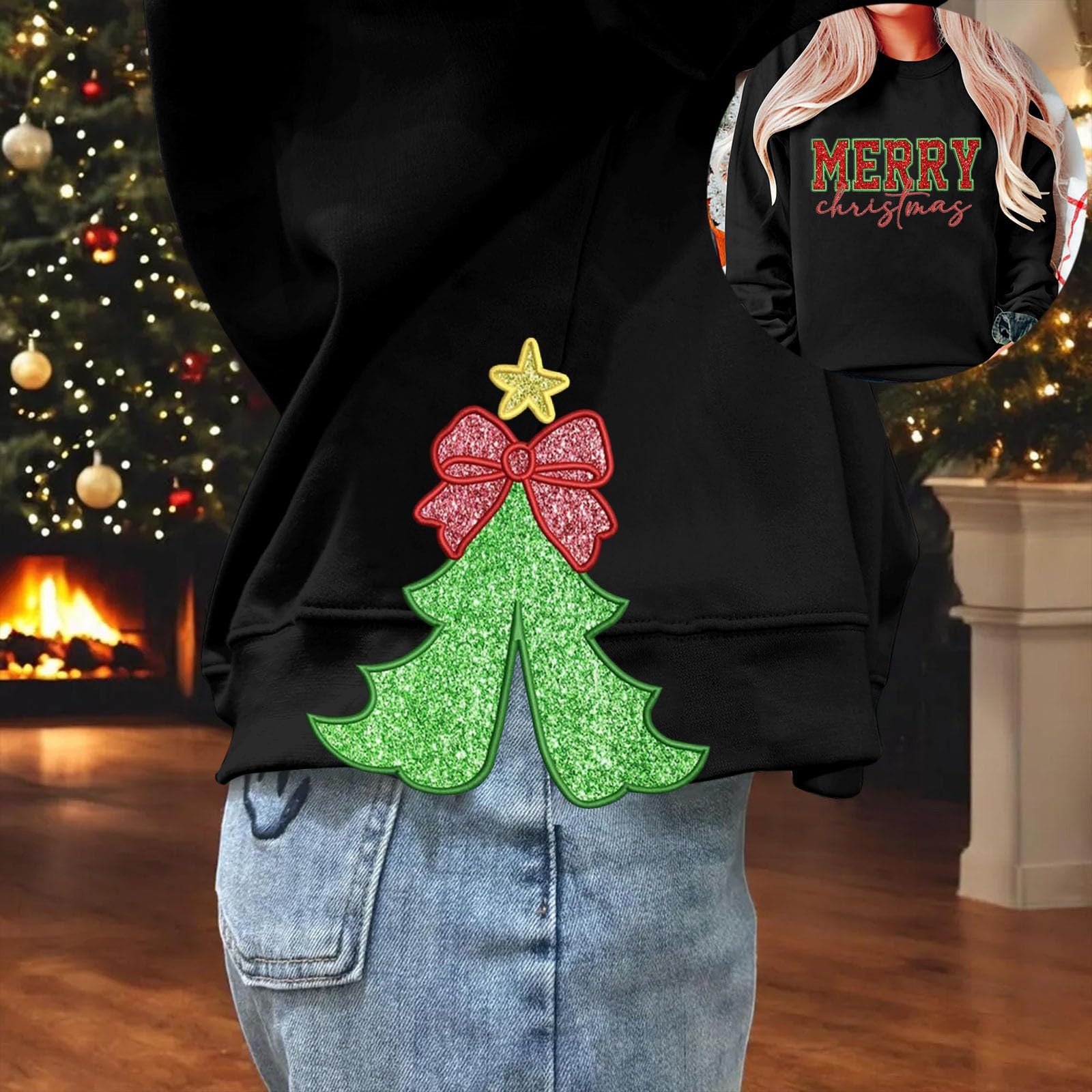 

Женские топы Женский свитшот с длинным рукавом Повседневный с круглым вырезом Свободного кроя Пуловер Флисовые топы M