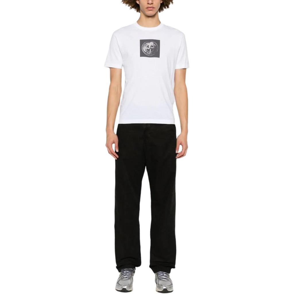 STONE ISLAND Ss24 Letter Pattern Printed Crew Neck Fitted Short Sleeve T-Shirt Men T-Shirt White 80152NS83-V0001