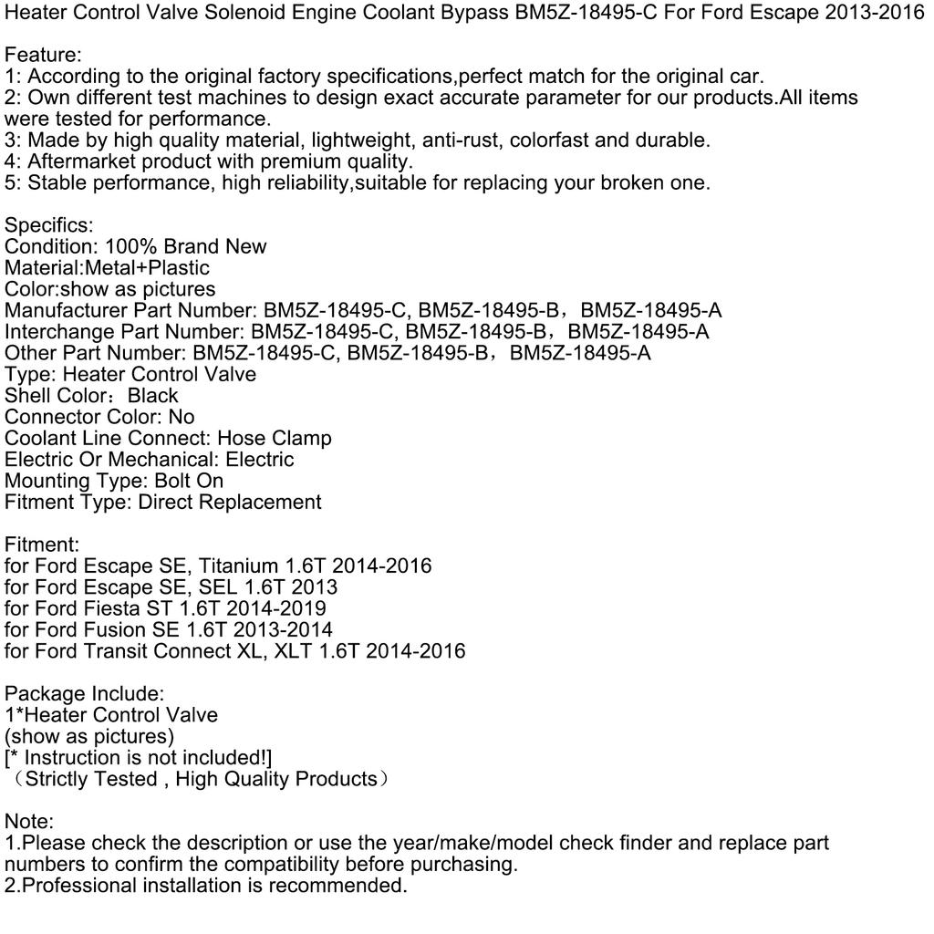 Heater Control Valve Solenoid Engine Coolant BM5Z-18495-C For Ford 13-16
