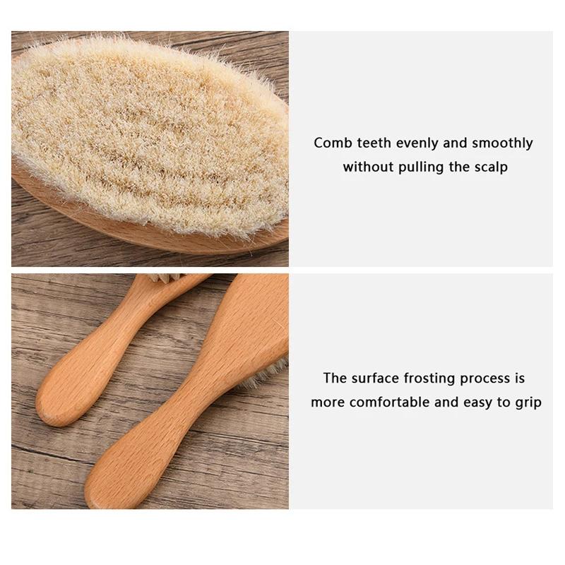 Wooden Handle Brush Baby Hair Brush Newborn Hair Brush Infant Comb Head Massager Special for real hair wigs