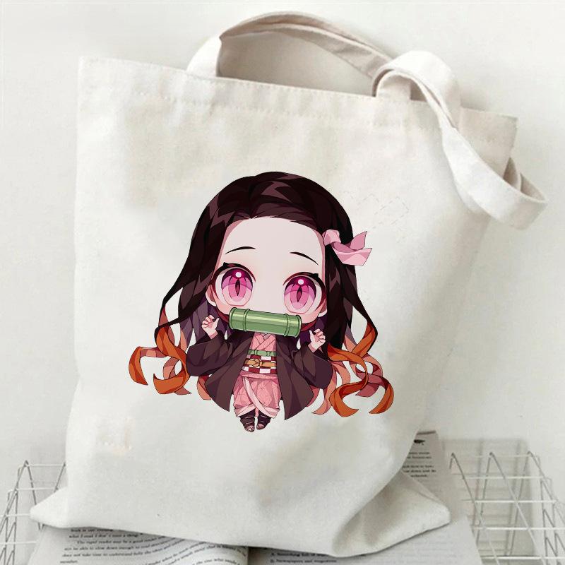 Japan cartoon comics Nezuko Kamado Demon Slayer Print Canvas Bag Stylish Women's Handbag Large Capacity Casual Shoulder Bag 7561 KTB