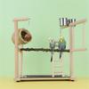Lovebird Parrots Cage Perch Stand Bridge Nest Swing Climbing Wooden Training Ladder Toy for Bird