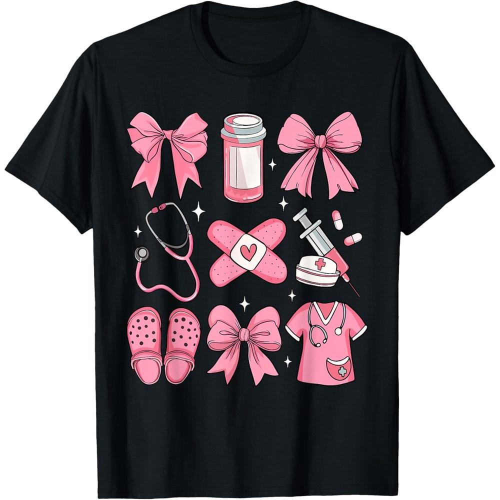 Nurse Valentines Day Coquette Bow Valentine Nurse RN PCT CNA T-Shirt M