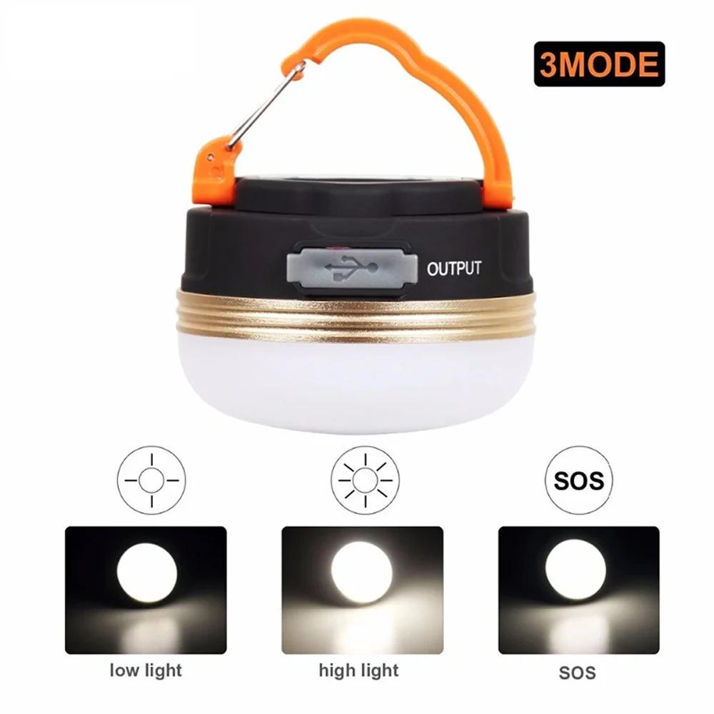 Outdoor USB Rechargeable LED Camping Lamp High Brightness Emergency Light Hook Up Camping Fishing Portable Lantern Night Lights