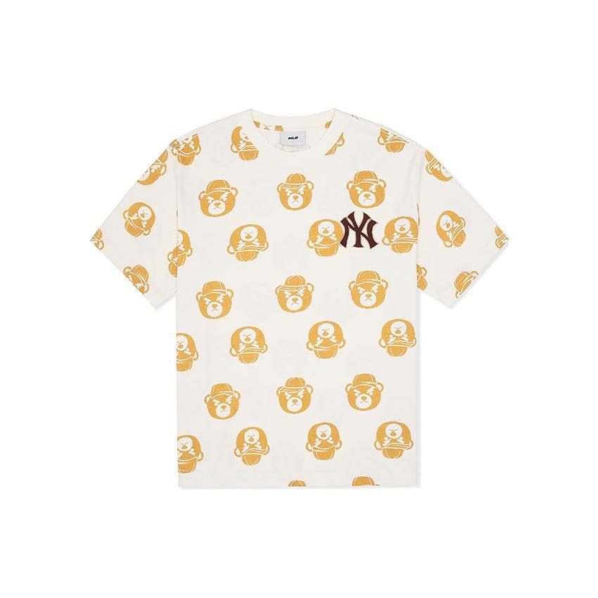 New MLB New York Yankees Drop Shoulder Sleeve T Shirt Unisex Dark Cream 3ATSEC733-50CRS