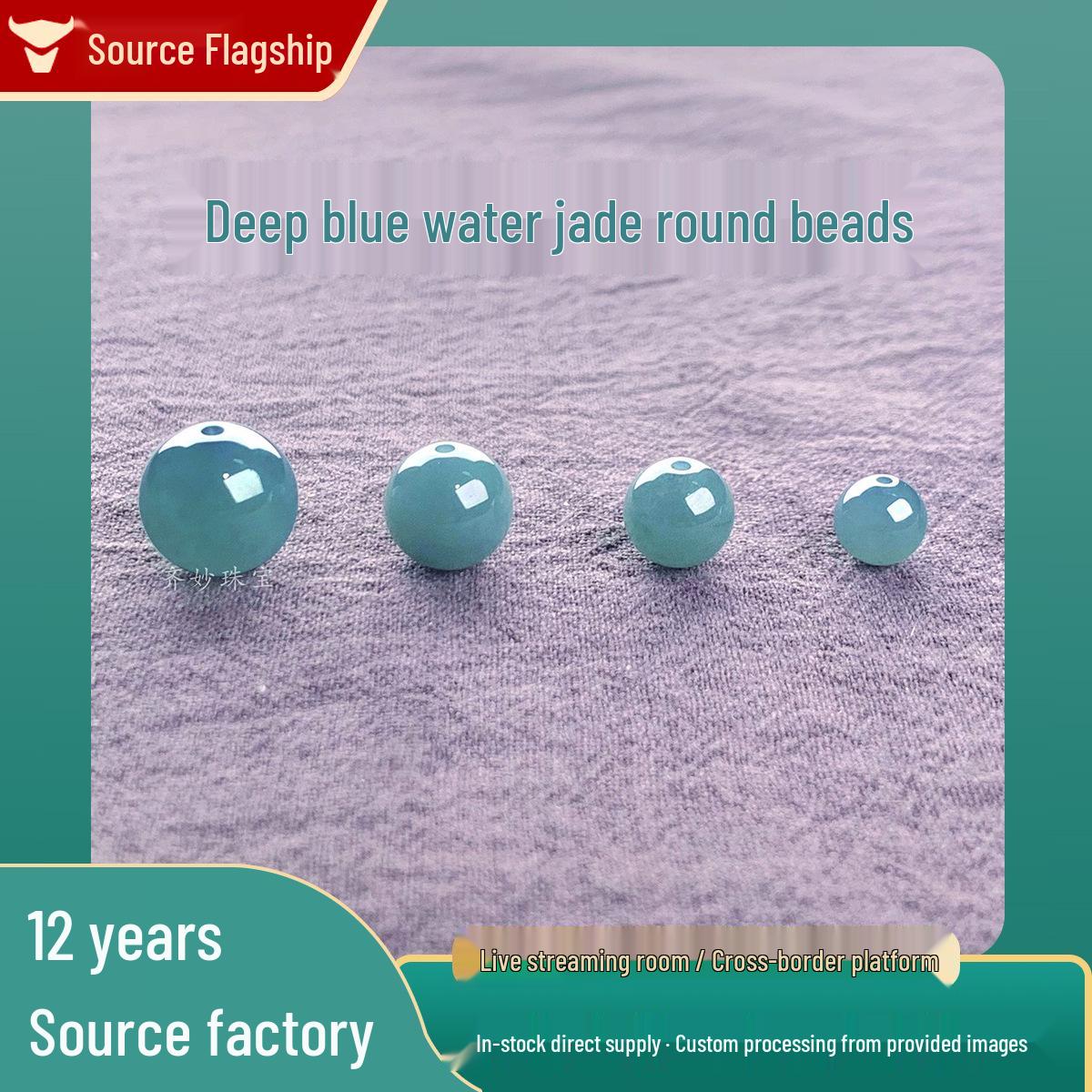 A-Grade Deep Blue Jade Beads: 8mm, 10mm, 12mm Loose Round for DIY Accessories Round Beads 8mm