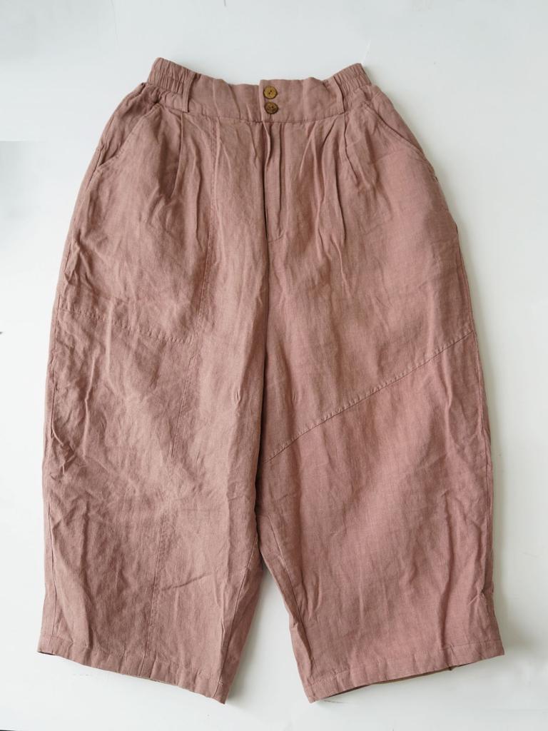 Johnature Women Vintage Winter Thick Pants Solid Color Patchwork Pockets Loose Trousers Warm Female Pants