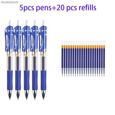 25pcs Replaceable Gel Pen Set 0.5mm Black/red/blue Large Capacity Ball Point Pen Handle Refills Rod School Office Supplies Work