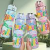 1PC Bravest Yourself Letter Art 750ml Color Plastic Sports Water Bottle Leakproof Flip Straw Lid Suitable for Sports Office Home Use