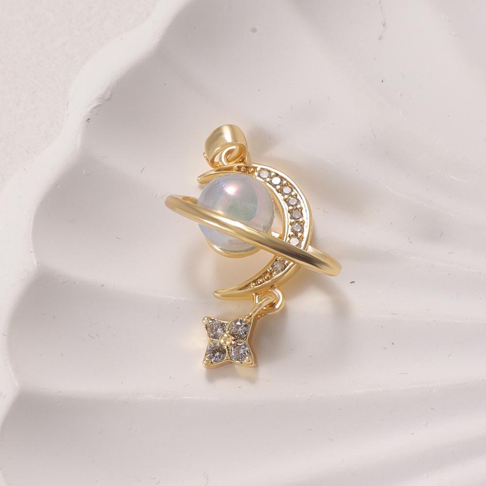 Iridescent Moonstone Diamond Star Pendant Necklace for Women